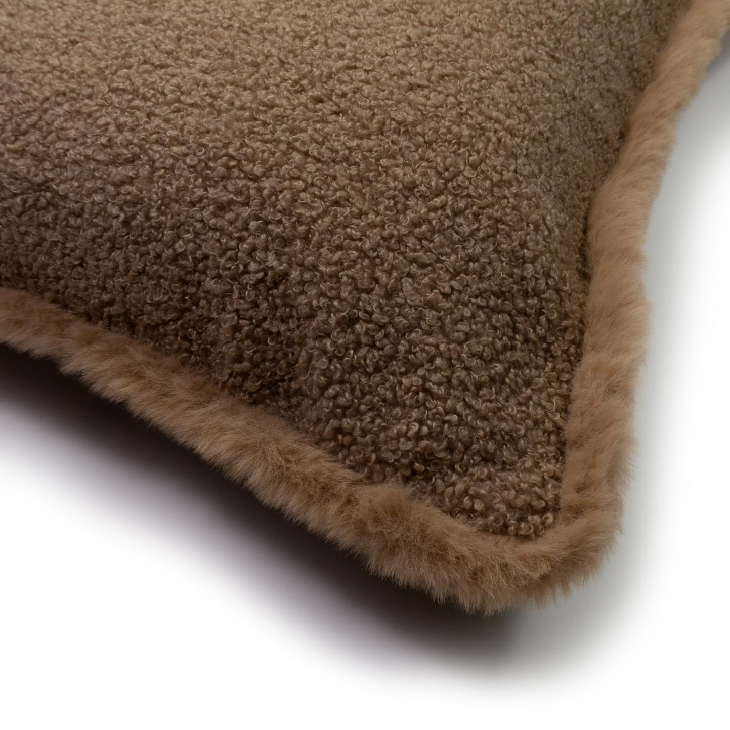 Hand-Crafted Modern Textured Throw Pillow Tiramisu Brown 