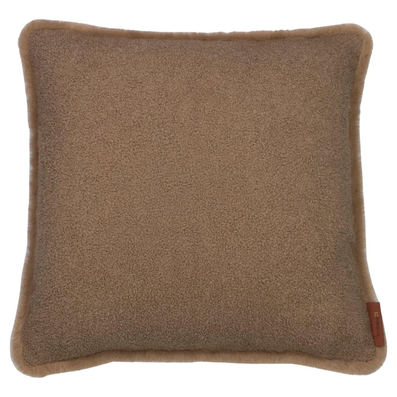 Modern Textured Throw Pillow Tiramisu Brown "Bubble Lux" by Evolution21 For Sale