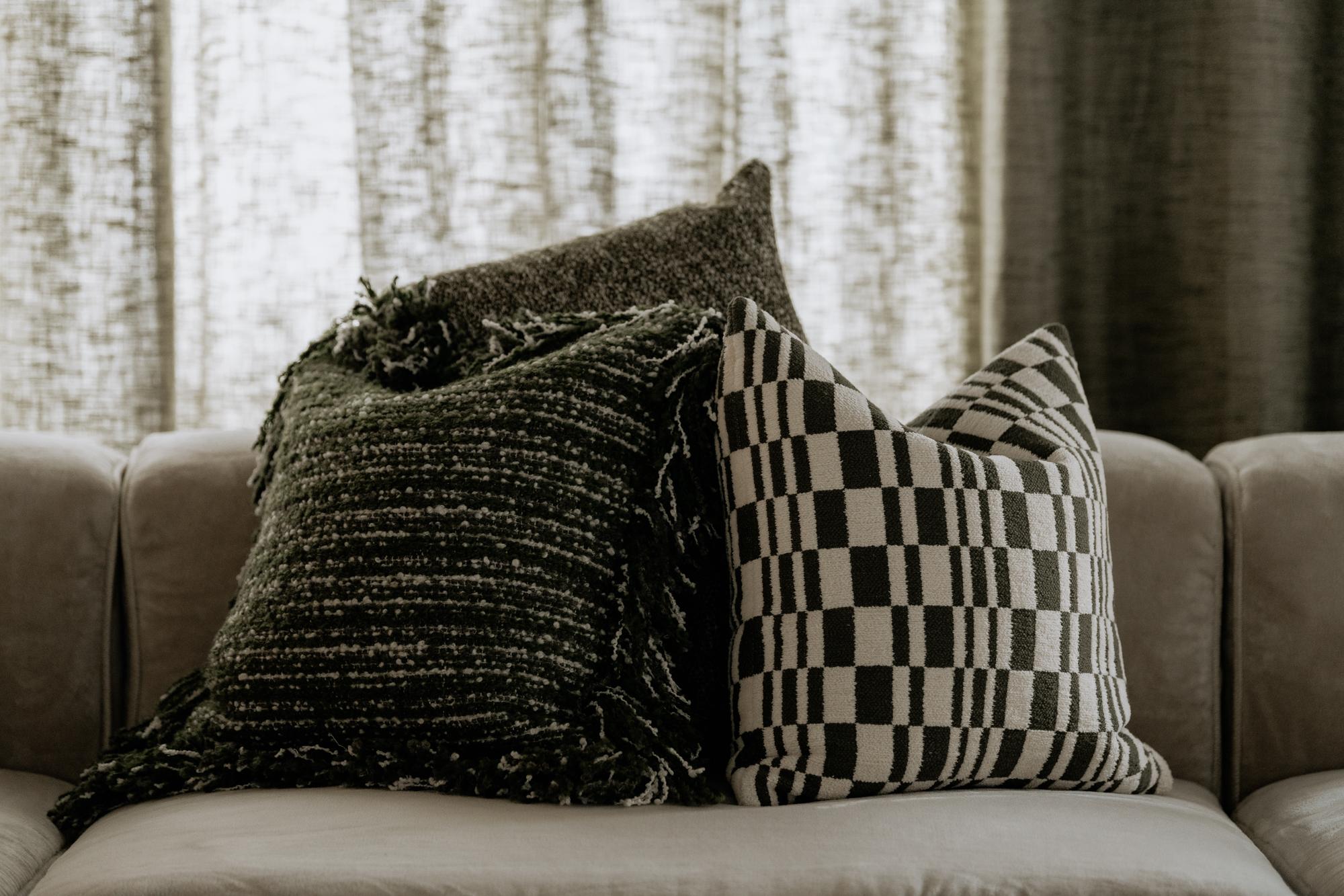 Modern Cushion / Pillow Chess Khaki by Evolution21 For Sale