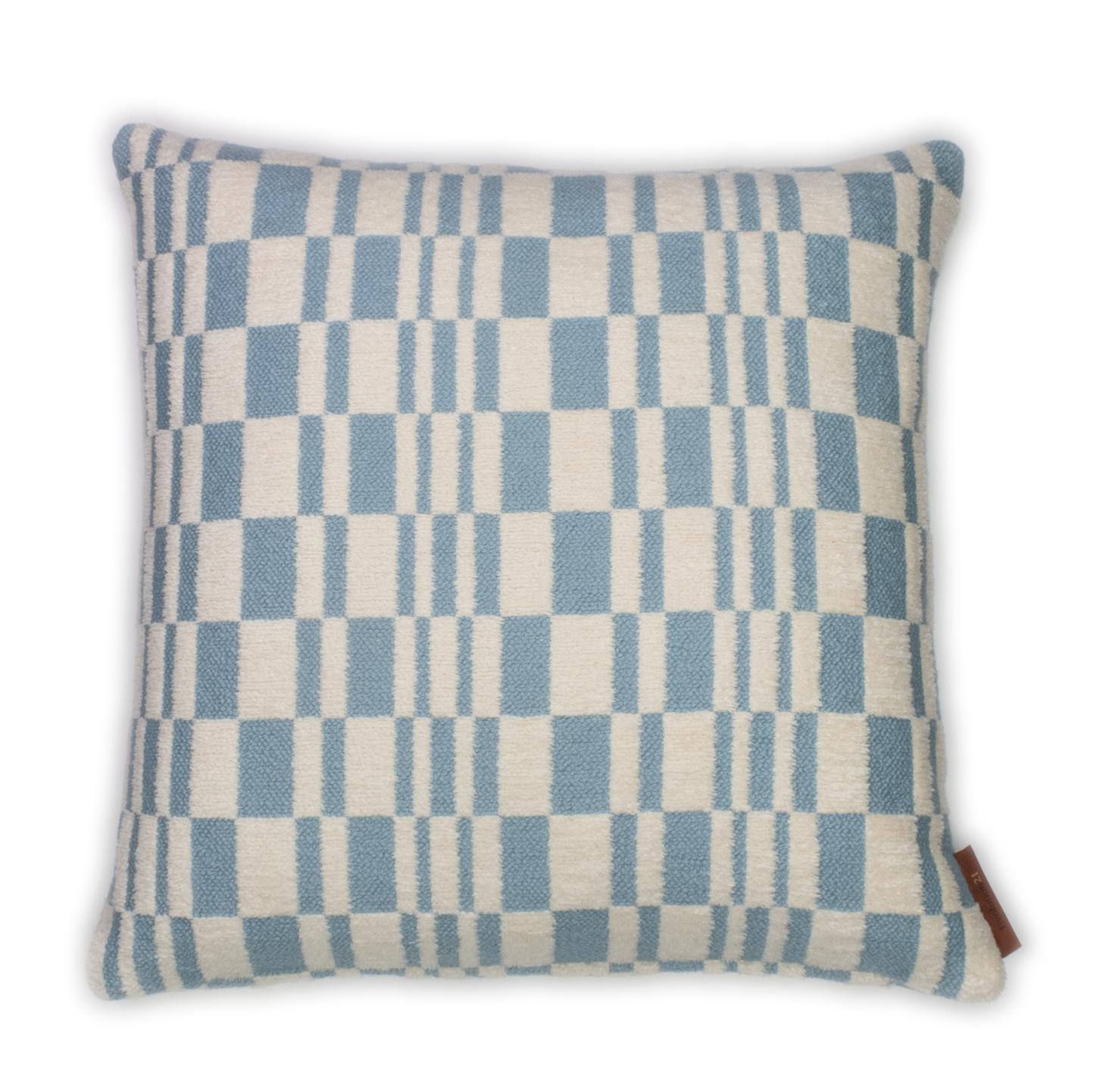 Modern Cushion / Pillow Chess Light Blue by Evolution21 For Sale