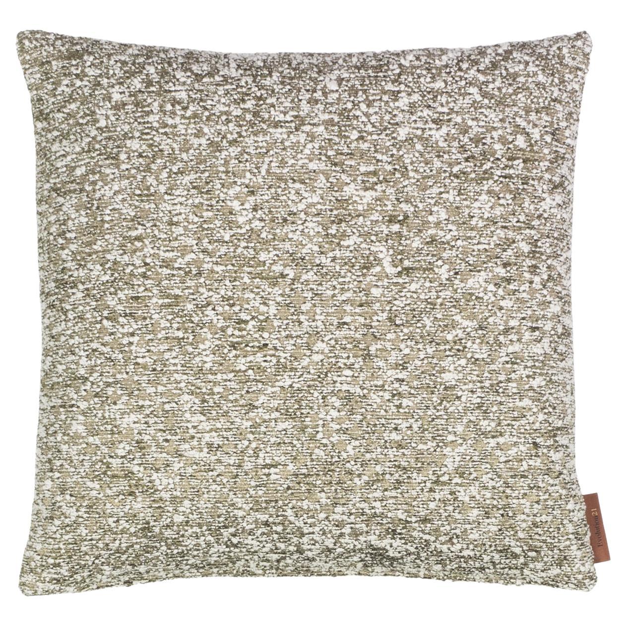 Modern Throw Accented Pillow "Lucca" Pistache Brown Grey by Evolution21 For Sale