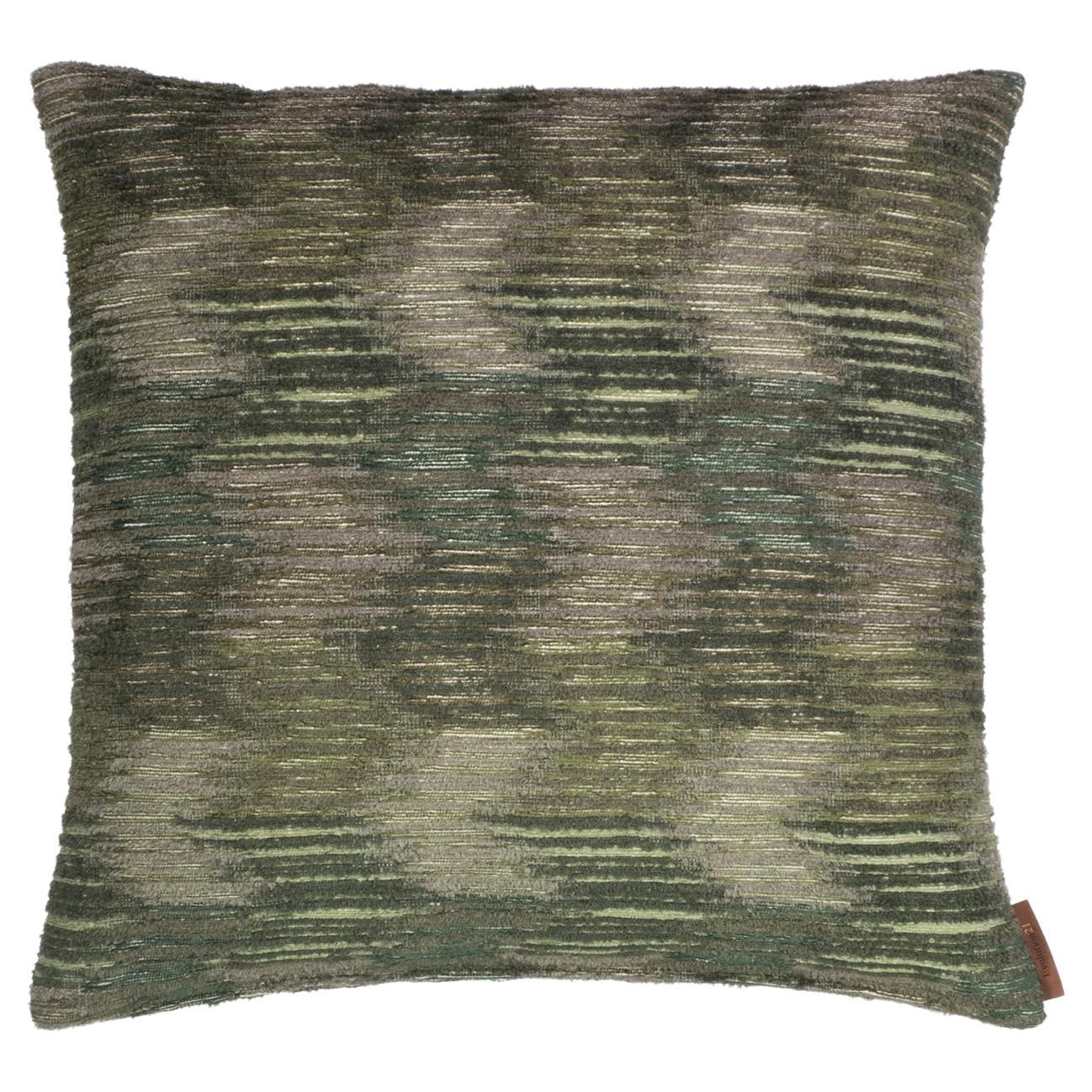 Modern Throw Pillow Green "Micca" Pistache Reverse by Evolution21 For Sale