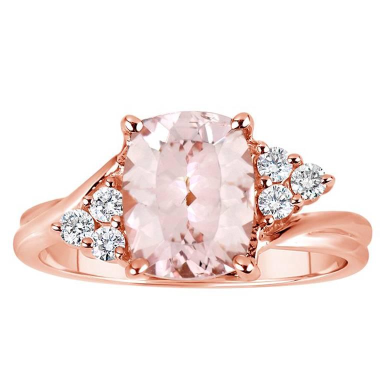Cushion Pink Morganite Diamond Ring