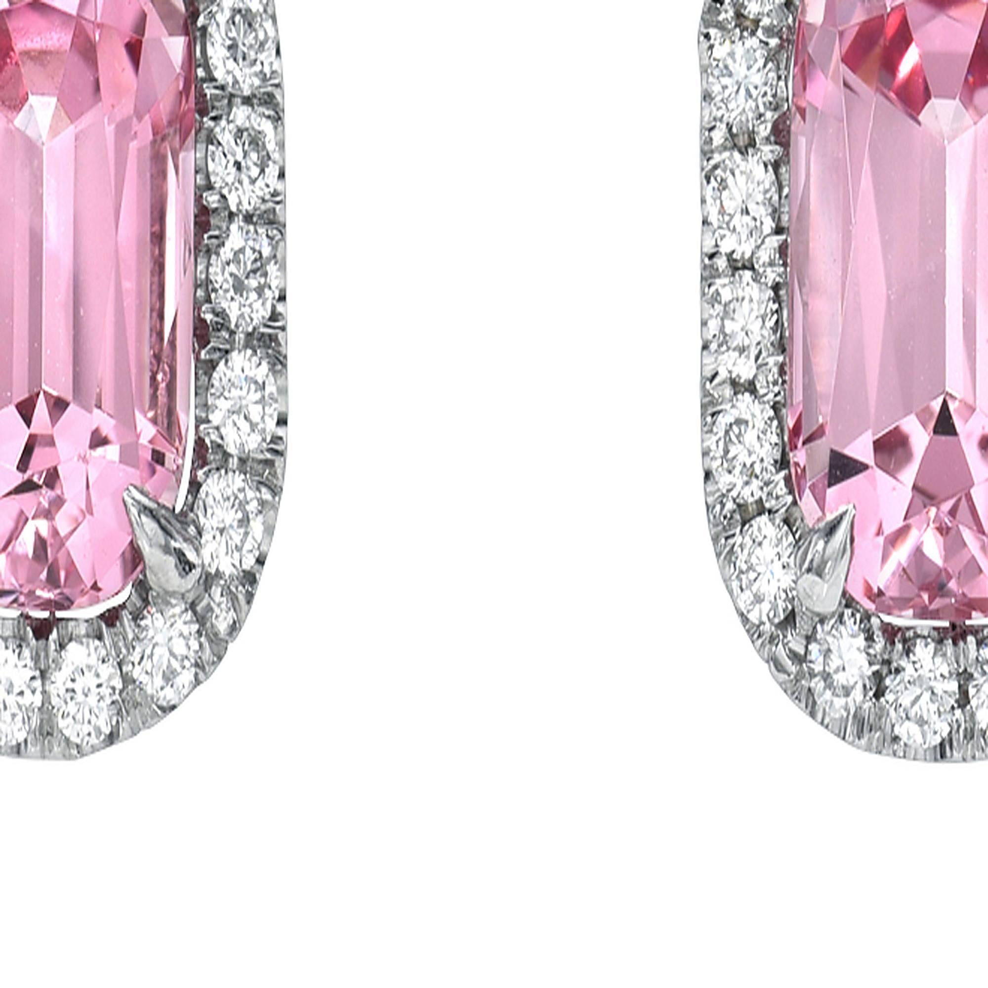 De las mujeres Pendientes Espinela Rosa Cojín Oro 18K Diamante GIA - Merkaba Beverly Hills - GIA en venta