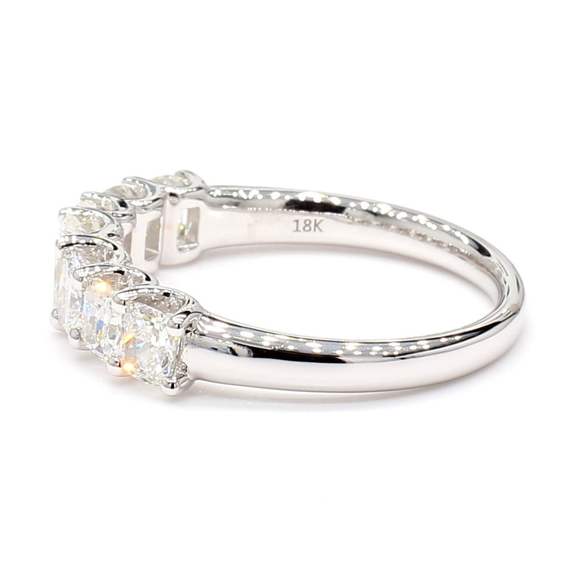 Radiant Cut Cushion & Radiant 1.25 Carats Halfway Eternity 18K White Gold *Natural Diamonds* For Sale