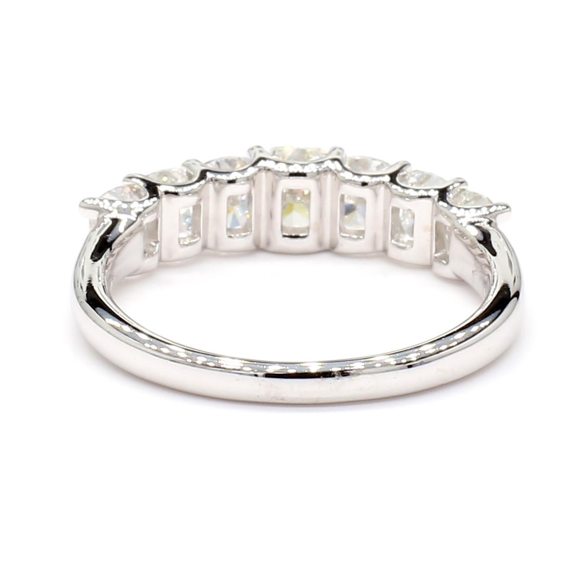 Women's Cushion & Radiant 1.25 Carats Halfway Eternity 18K White Gold *Natural Diamonds* For Sale