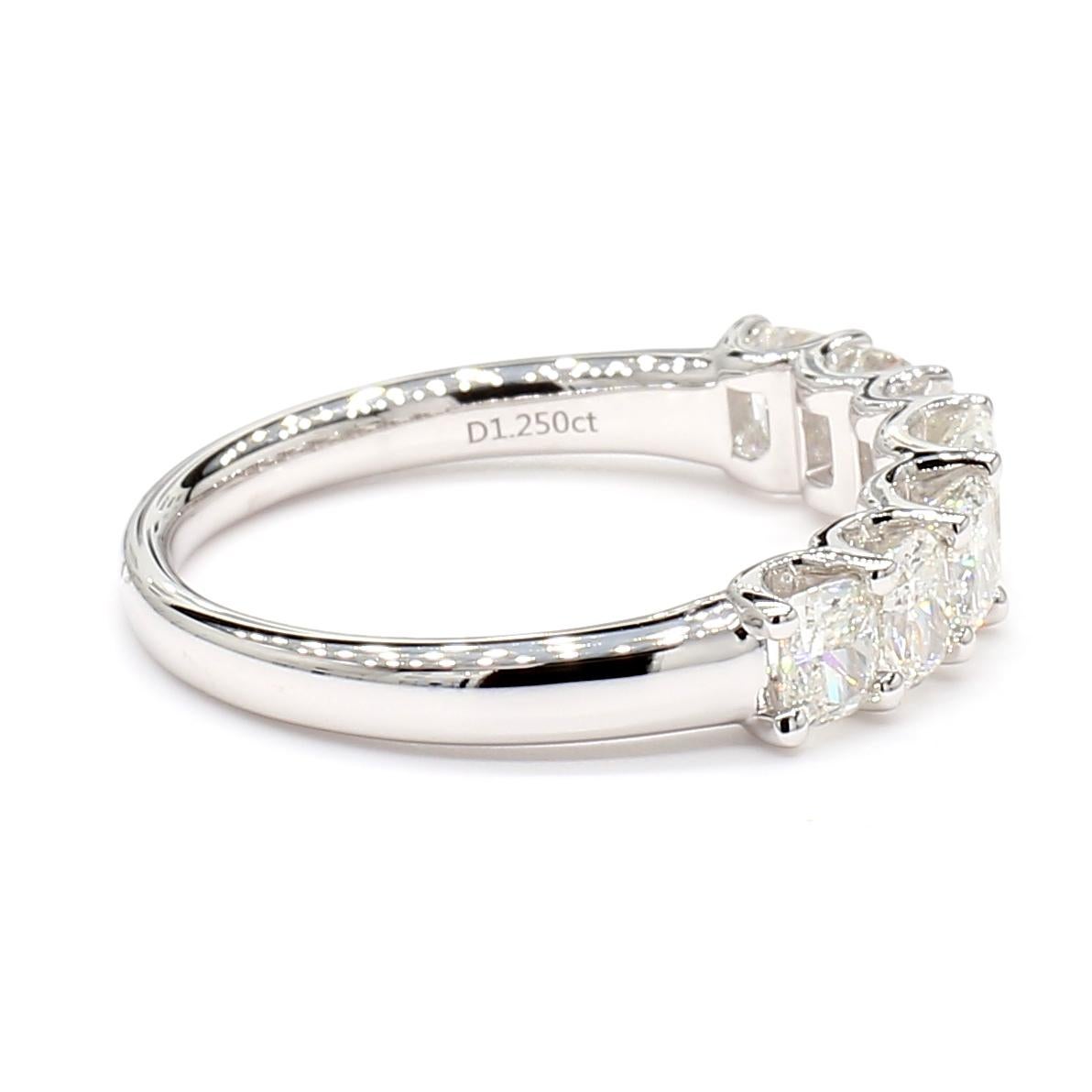 Cushion & Radiant 1.25 Carats Halfway Eternity 18K White Gold *Natural Diamonds* For Sale 2