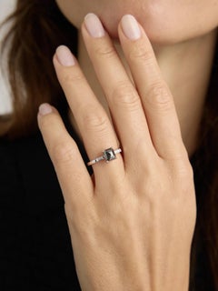 Cushion Salt-and-Pepper Diamond Art Deco White Gold Ring, 1.41 Carat