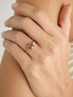 Cushion Salt-and-Pepper Diamond Art Deco Yellow Gold Ring, 1.33 Carat