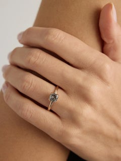 Kissen Salz-und-Pfeffer Diamant Rose Gold Solitär Verlobungsring, 1,41 Karat