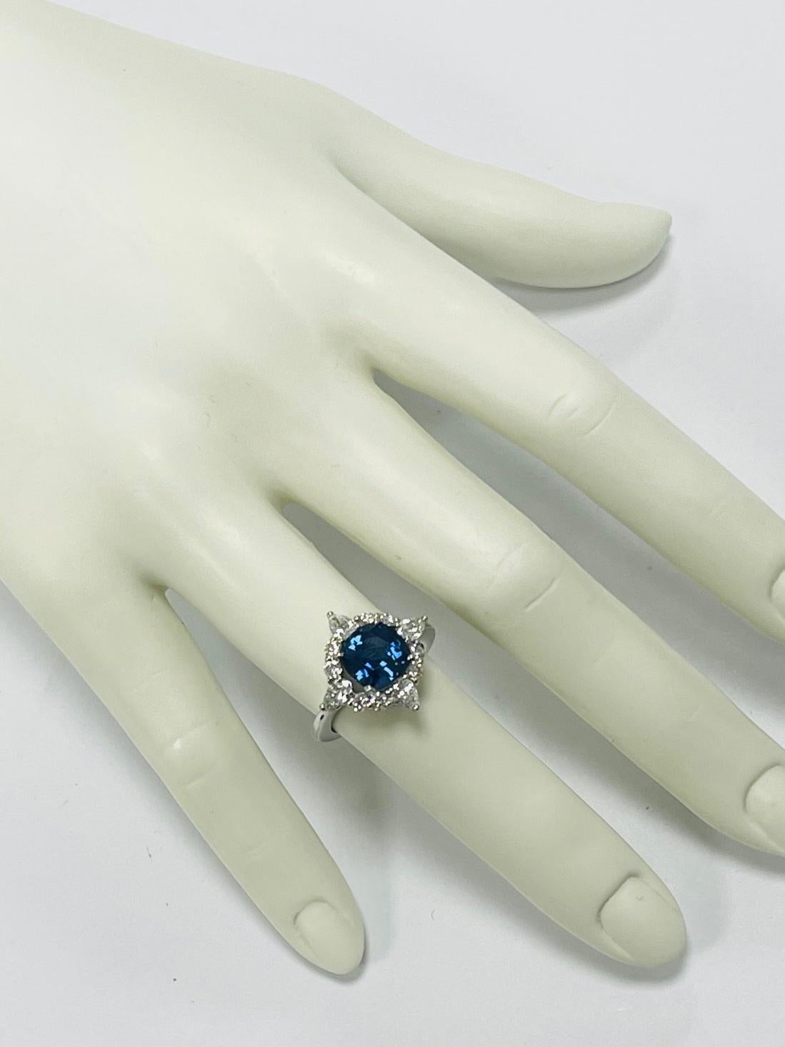 Modern Cushion Sapphire Diamond Cocktail Ring For Sale