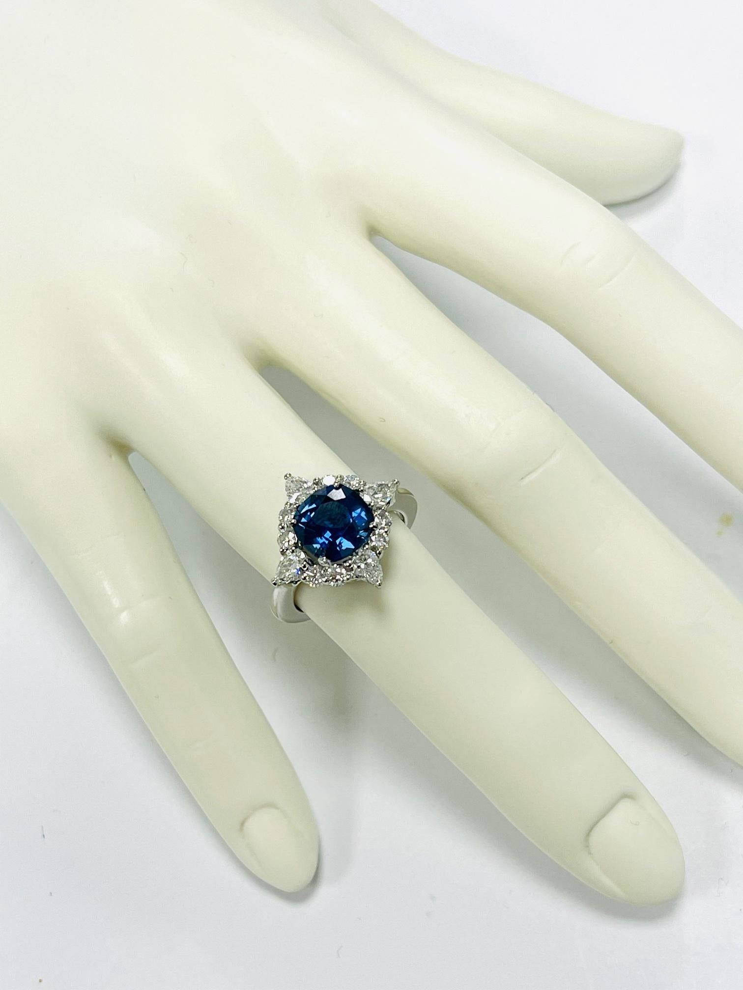 Cushion Cut Cushion Sapphire Diamond Cocktail Ring For Sale