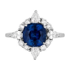 Cushion Sapphire Diamond Cocktail Ring