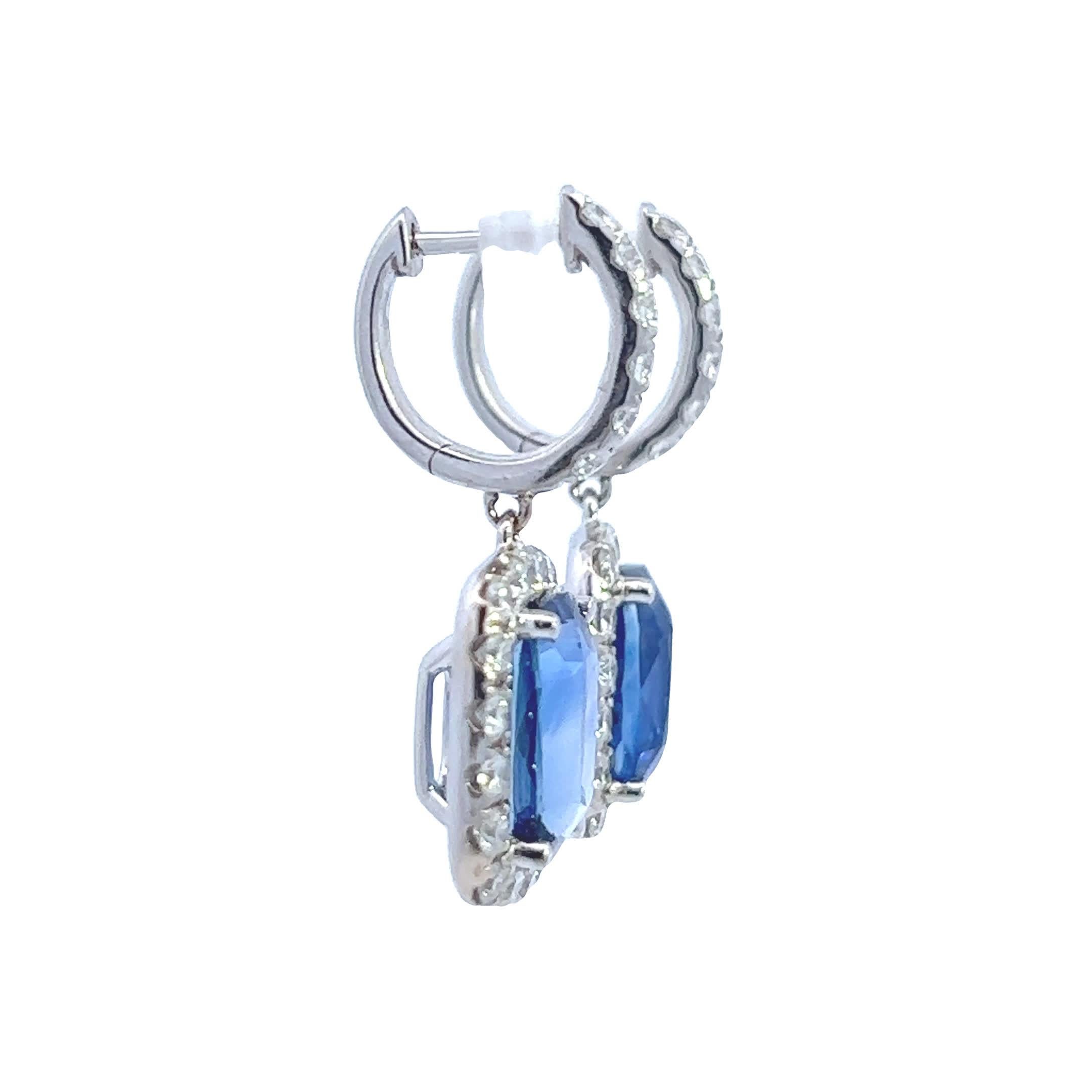 Women's Cushion Sapphire sparkle earrings For Sale