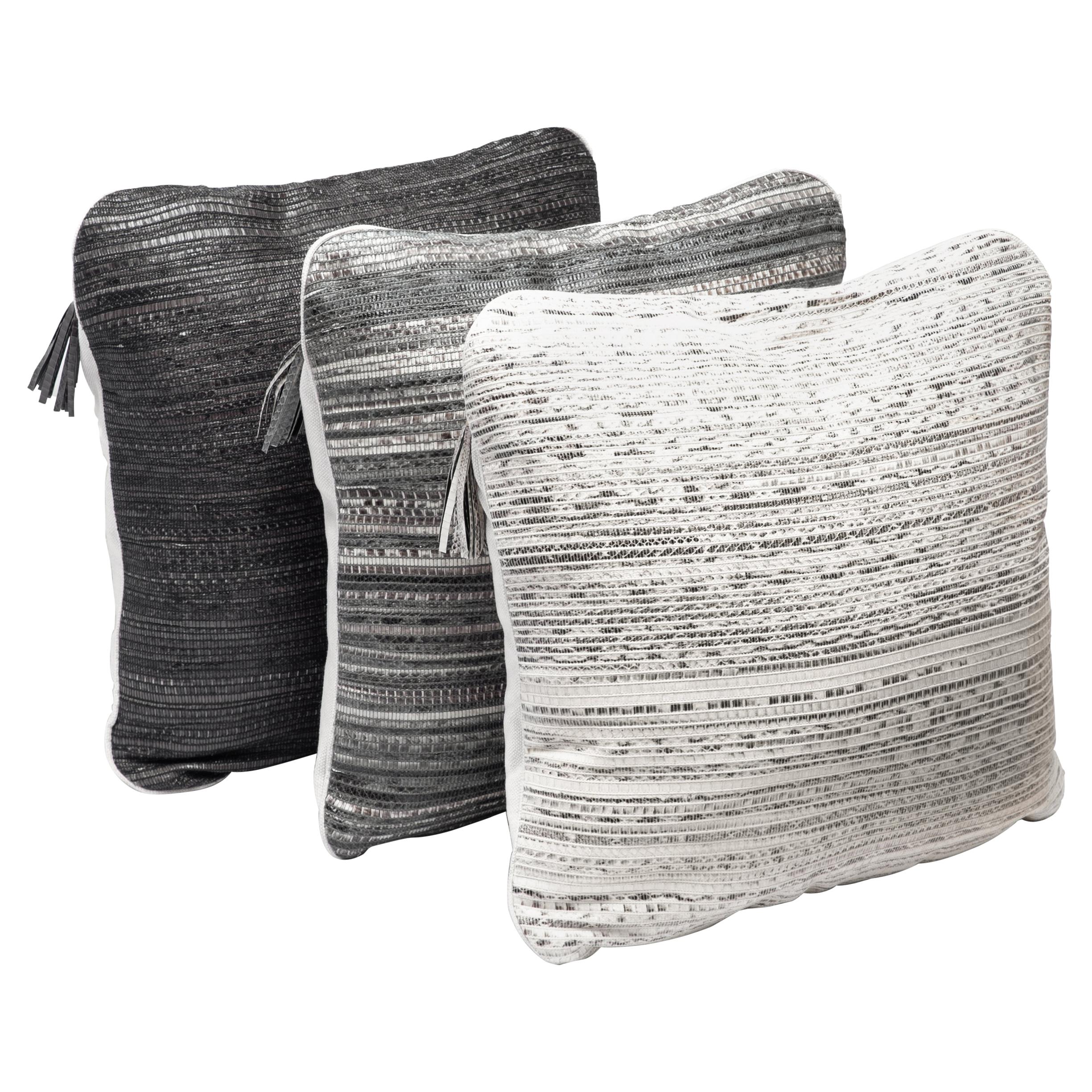 Cushion Set in Woven Snakeskin by Kifu, Paris For Sale