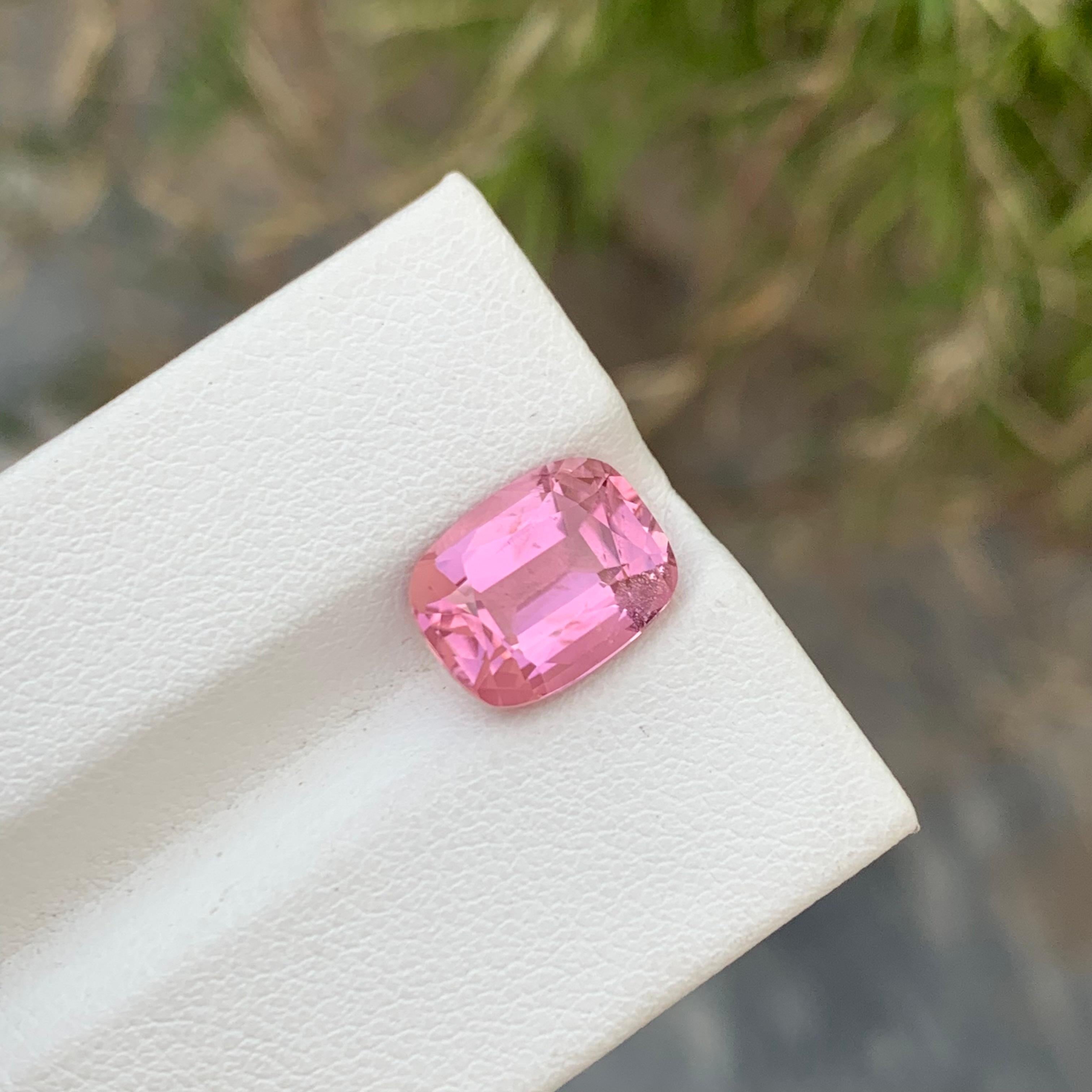 Women's or Men's Cushion Shape 3.90 Carats Natural Loose Soft Pink Tourmaline Gem For Ring  For Sale