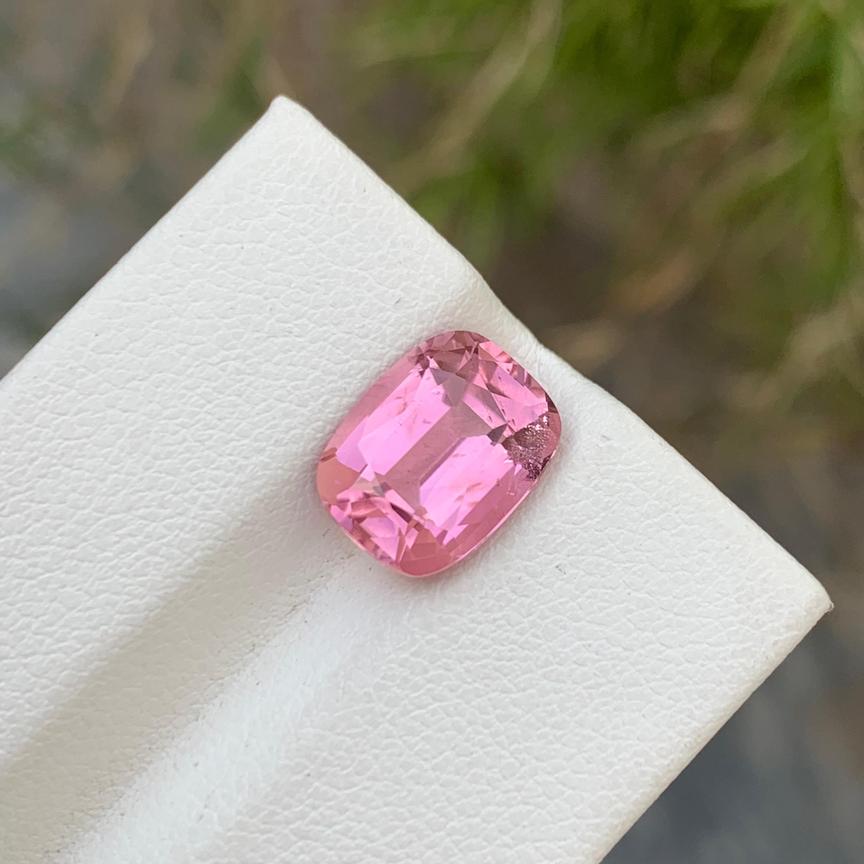 Cushion Shape 3.90 Carats Natural Loose Soft Pink Tourmaline Gem For Ring  For Sale 3