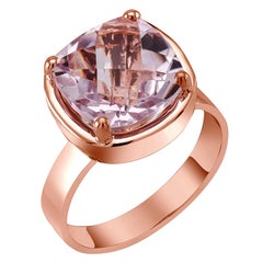 Cushion Shape Amethyst Solitaire Rose Gold Plated Sterling Silver Ring