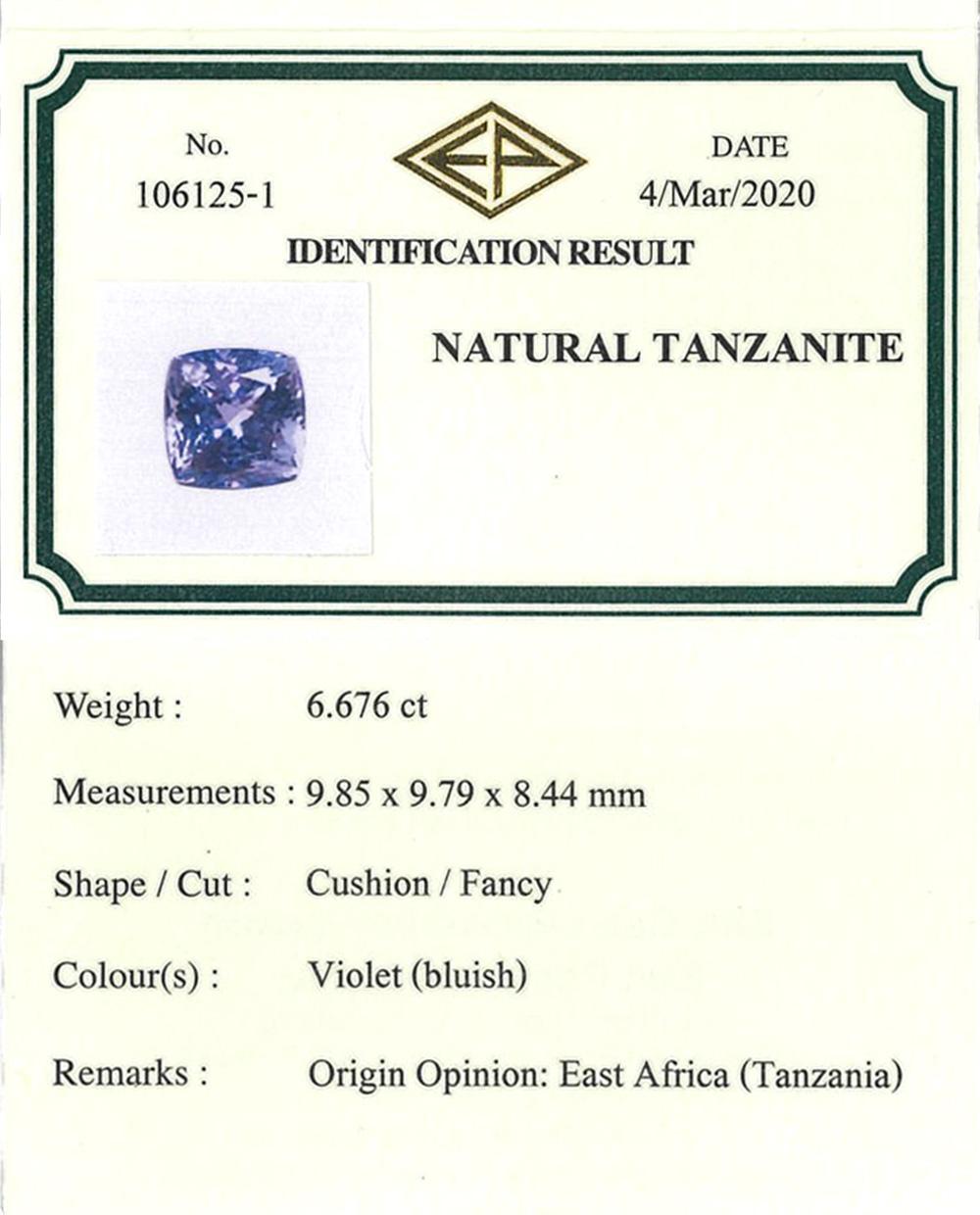Cushion Shape Blue Violet Tanzanite & Diamant Halo Set 18K Weißgold Ring im Angebot 6