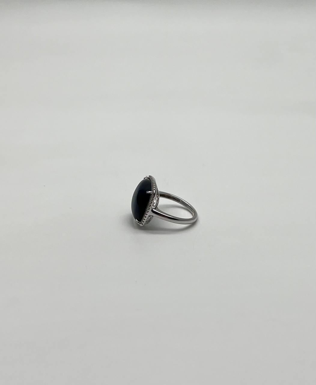 Cushion Shape Cabochon Blue Opal 14K White Gold Cocktail Diamond Halo Ring For Sale 4