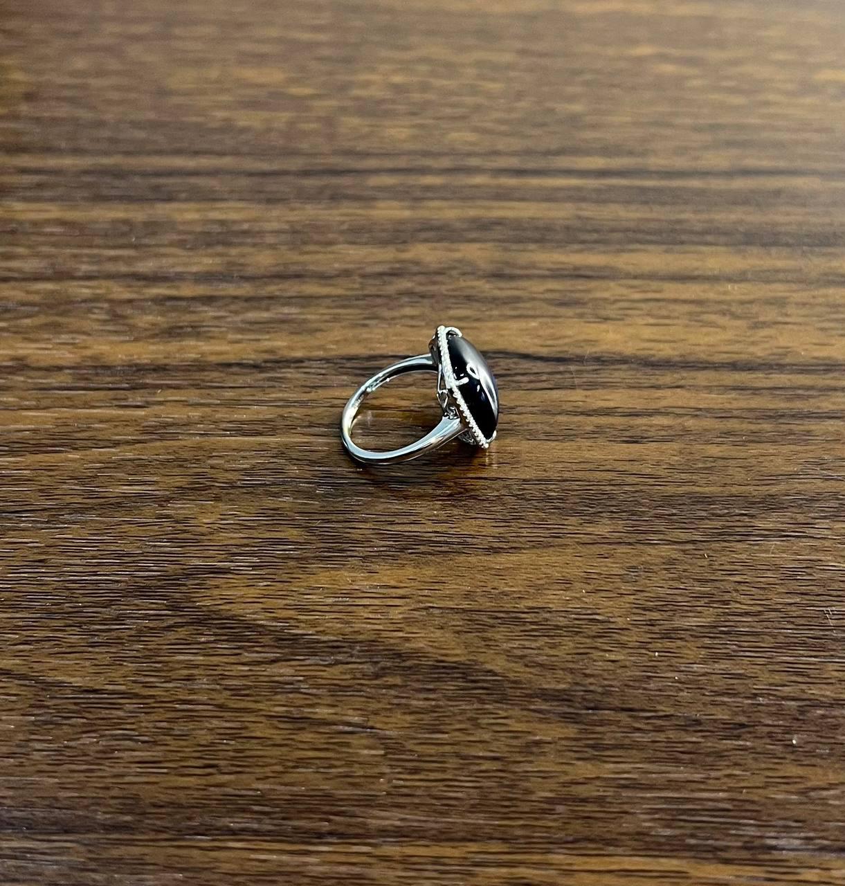 Modern Cushion Shape Cabochon Blue Opal 14K White Gold Cocktail Diamond Halo Ring For Sale