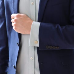 Cushion Shape Chain Link Cufflinks Set in Solid 14k Yellow Gold