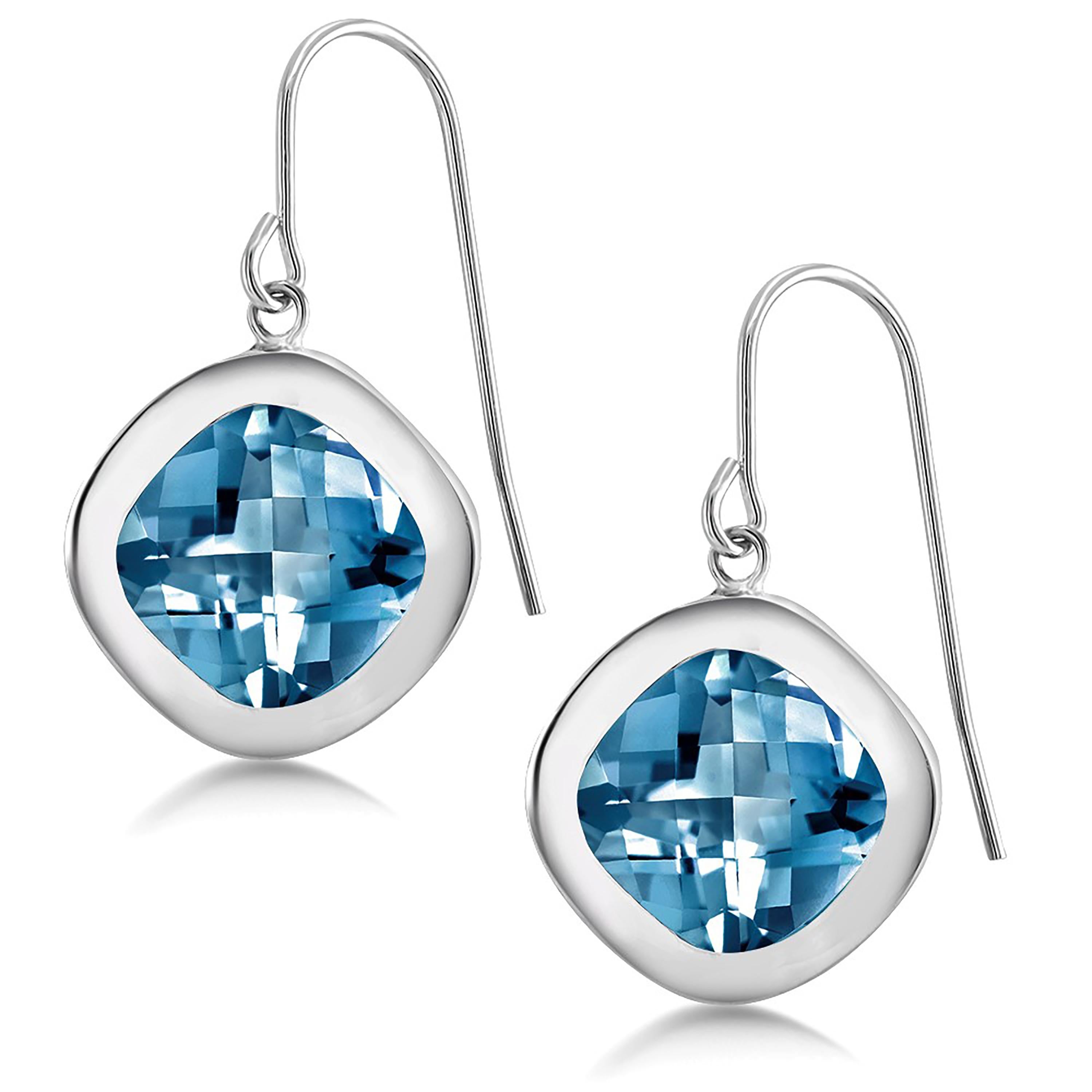Sterling silver hoop drop earrings
Pair cushion-shape London blue topaz weighing 10 carat
Measuring 0.60