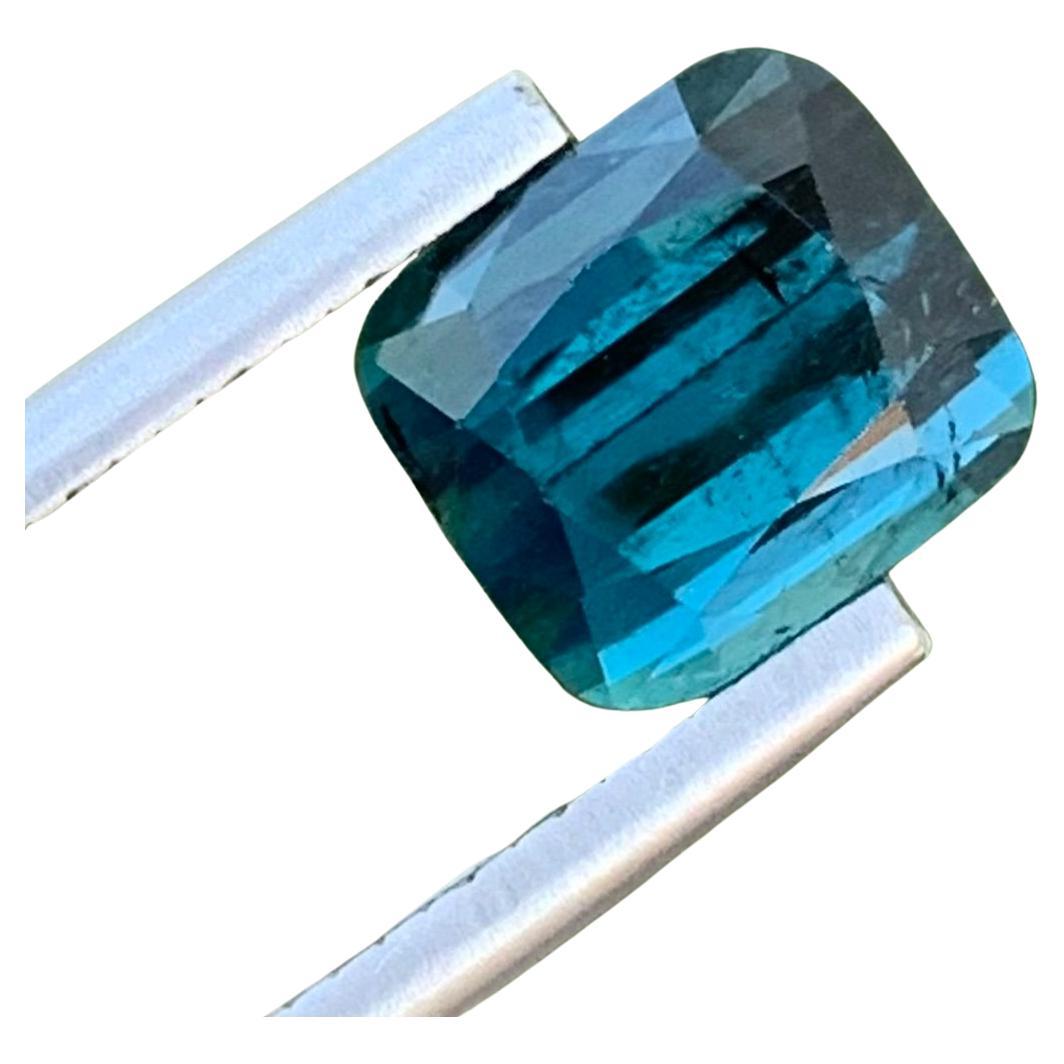 Cushion Shape Natural Loose Indicolite Tourmaline Gem For Ring 3.10 Carat  For Sale