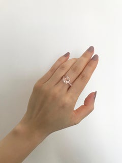 Cushion Shape Natural Morganite and Diamond Halo Engagement Ring 18K Rose Gold