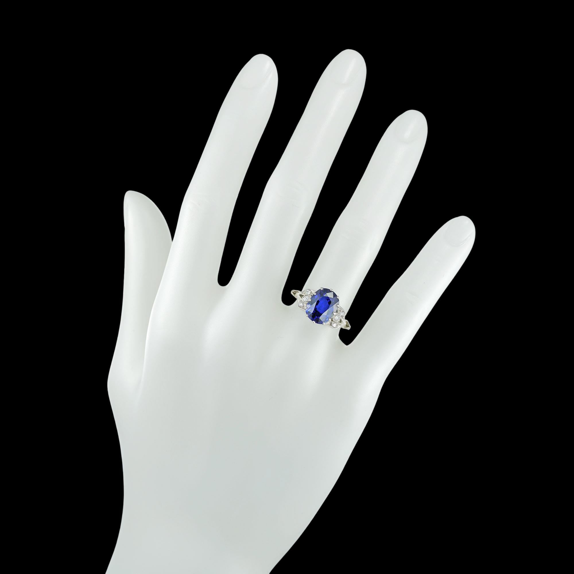 Women's or Men's Cushion-Shape Sapphire and Diamond Ring