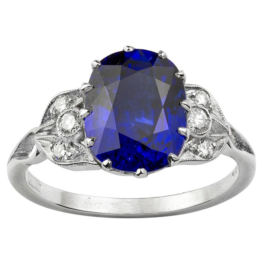 Cushion-Shape Sapphire and Diamond Ring