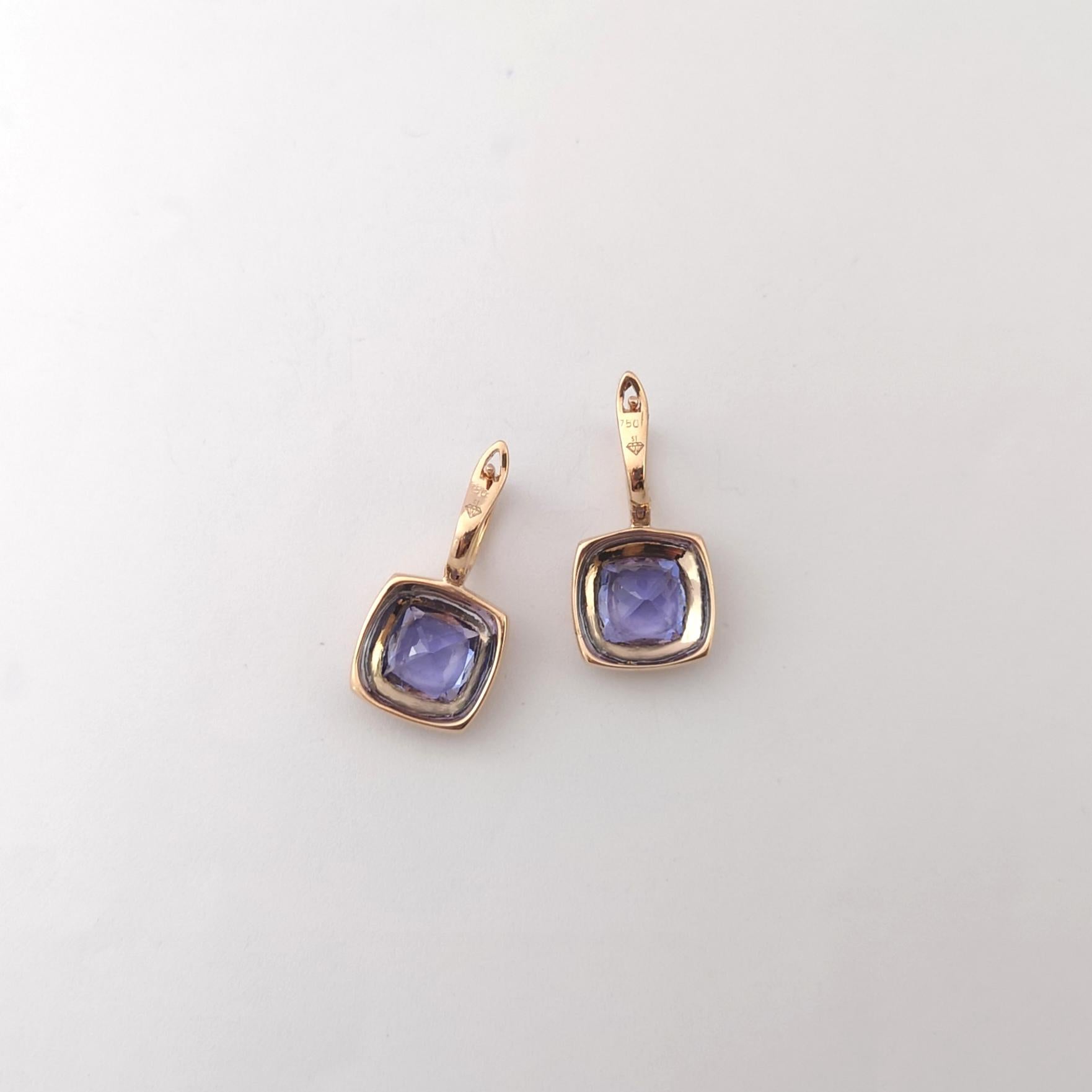 Boucles d'oreilles Tanzanite en forme de coussin montées sur or rose 18 carats en vente 2