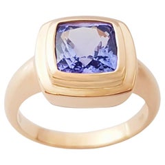 Bague en or rose 18 carats avec Tanzanite en forme de coussin