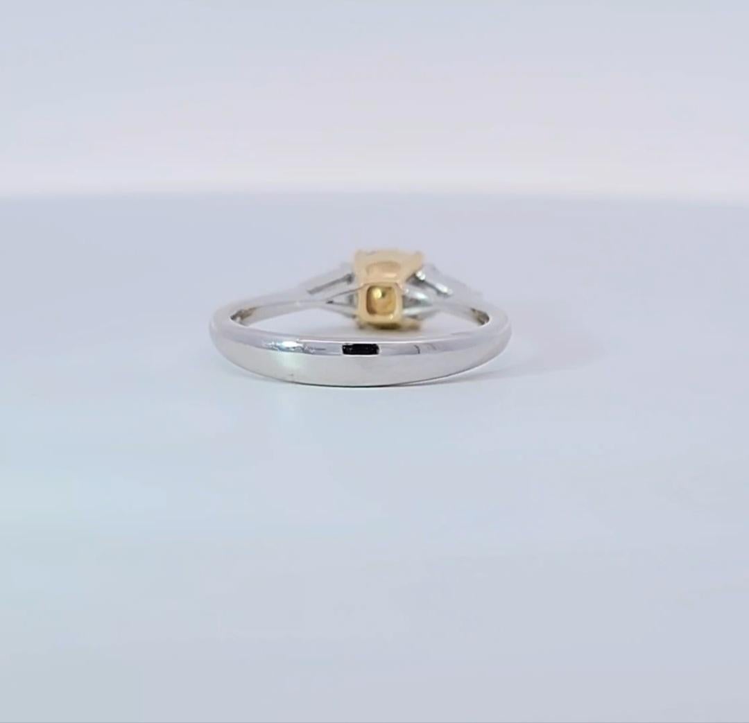 Cushion Cut Cushion Shape Yellow Diamond Ring For Sale