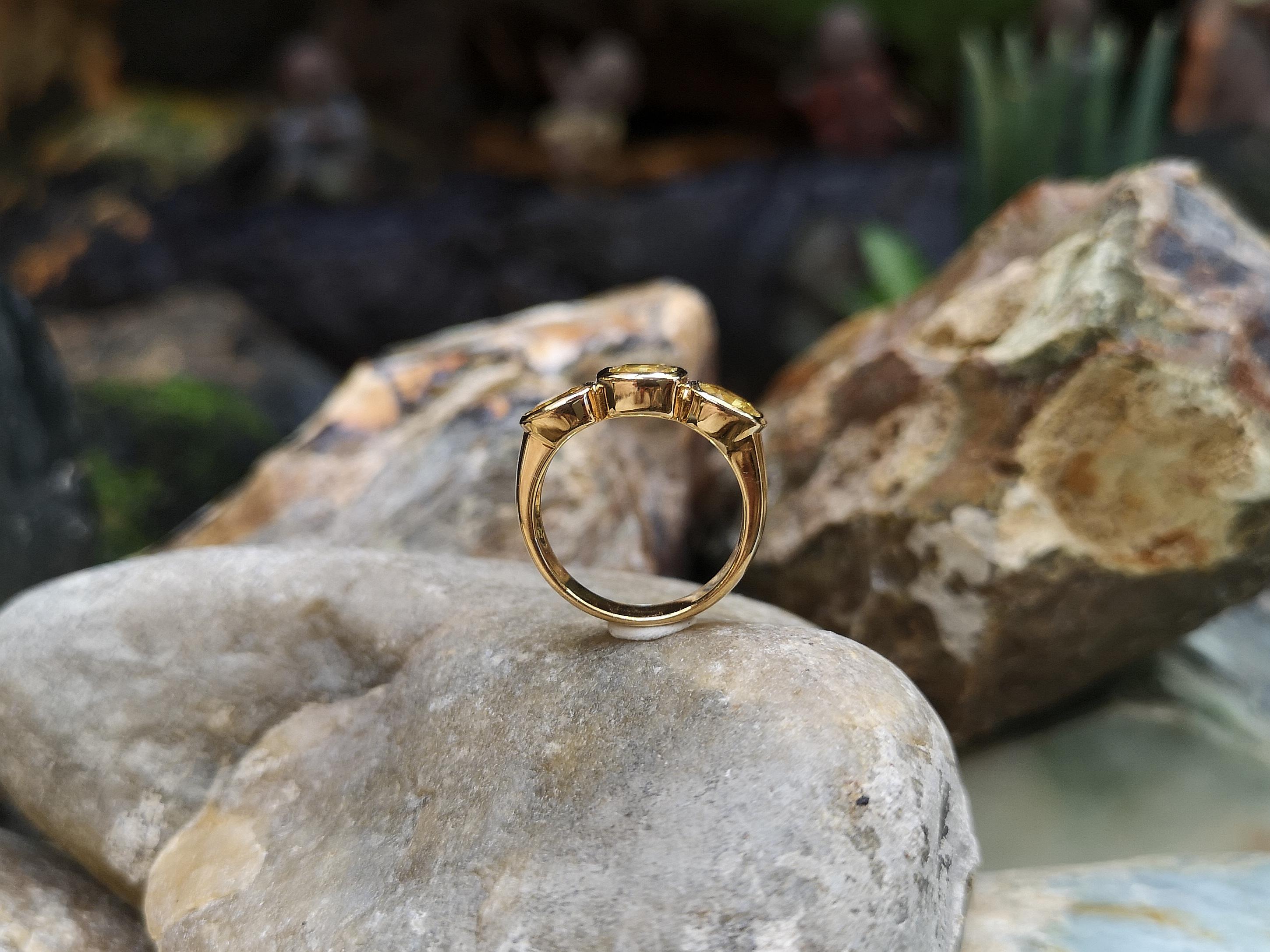 Cushion Shape Yellow Sapphire Ring Set in 18 Karat Gold Settings 5