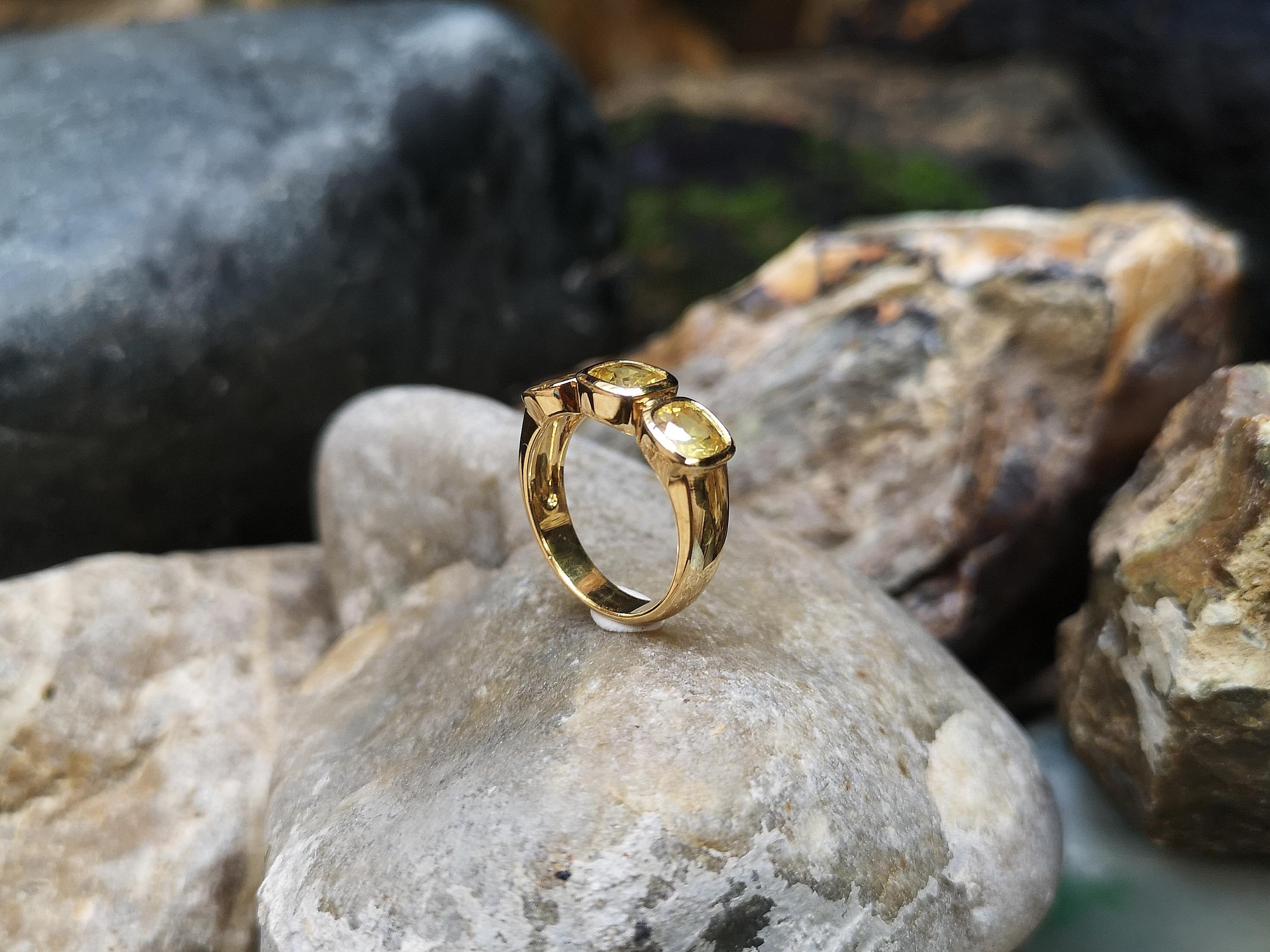Cushion Shape Yellow Sapphire Ring Set in 18 Karat Gold Settings 6