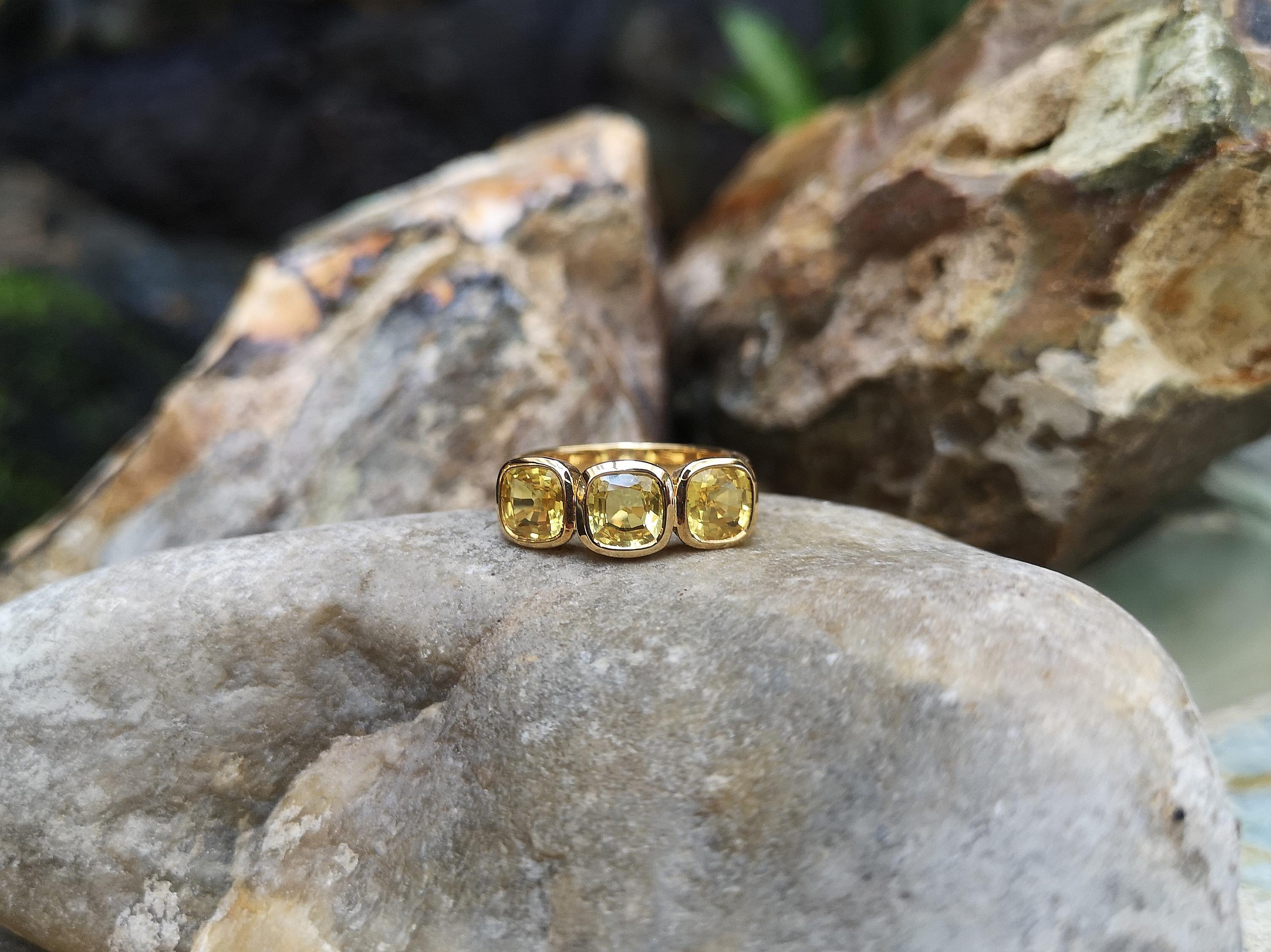 Cushion Shape Yellow Sapphire Ring Set in 18 Karat Gold Settings 1