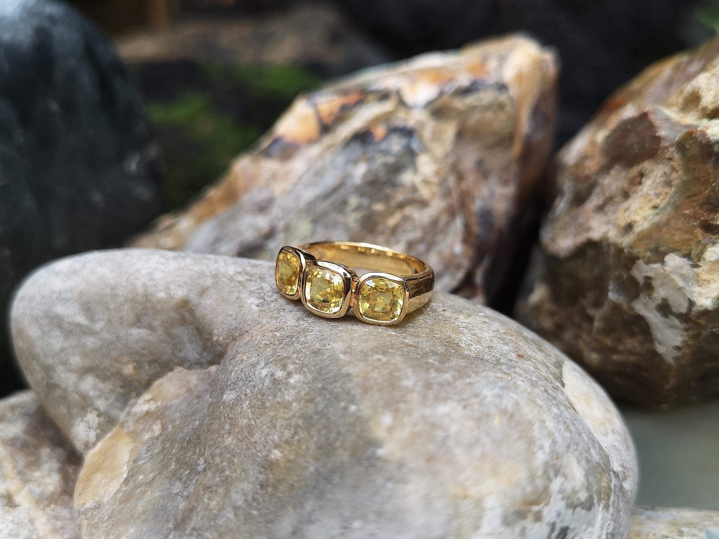 Cushion Shape Yellow Sapphire Ring Set in 18 Karat Gold Settings 2