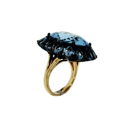 Cushion Shaped Aquamarine Rose Gold Cocktail Ring by Etho Maria