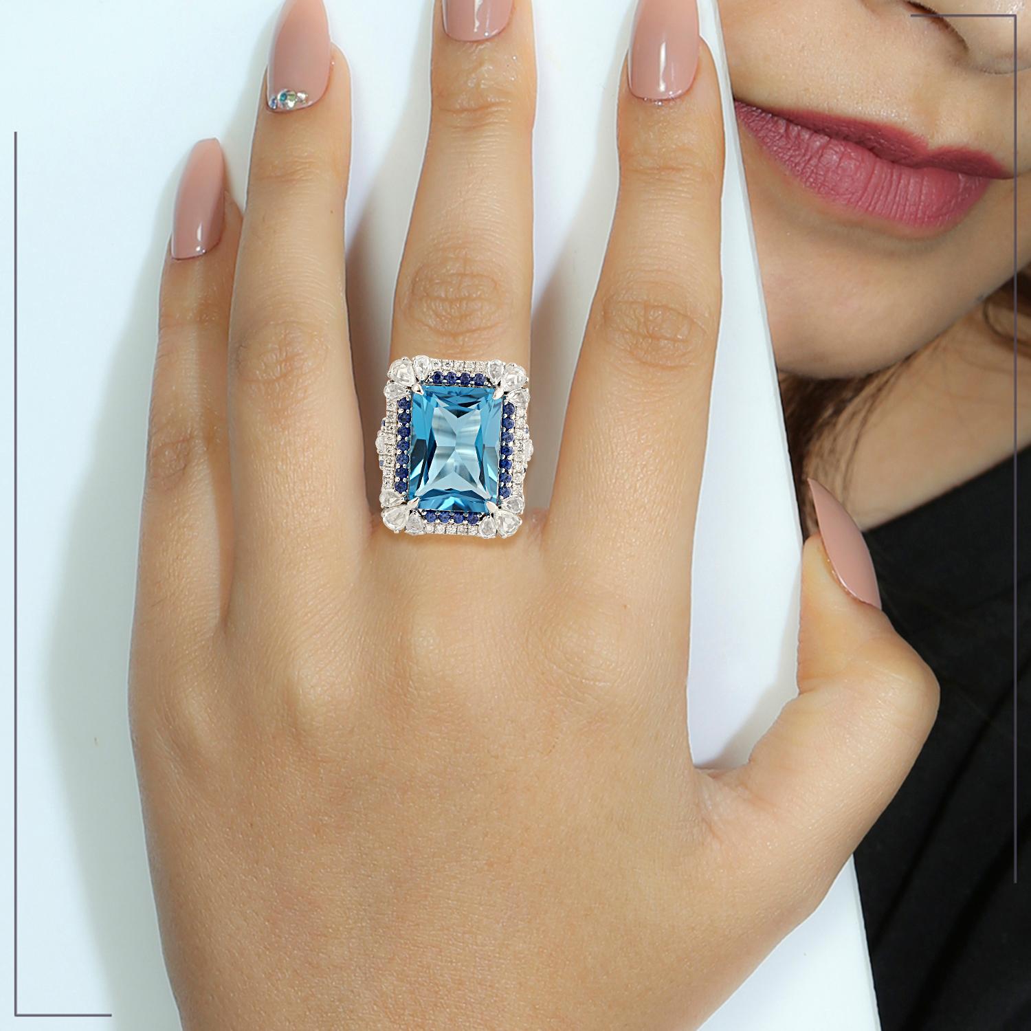 18KT:7.124g,D:0.32ct, Sapp:1.74ct,Topa:10.94ct,