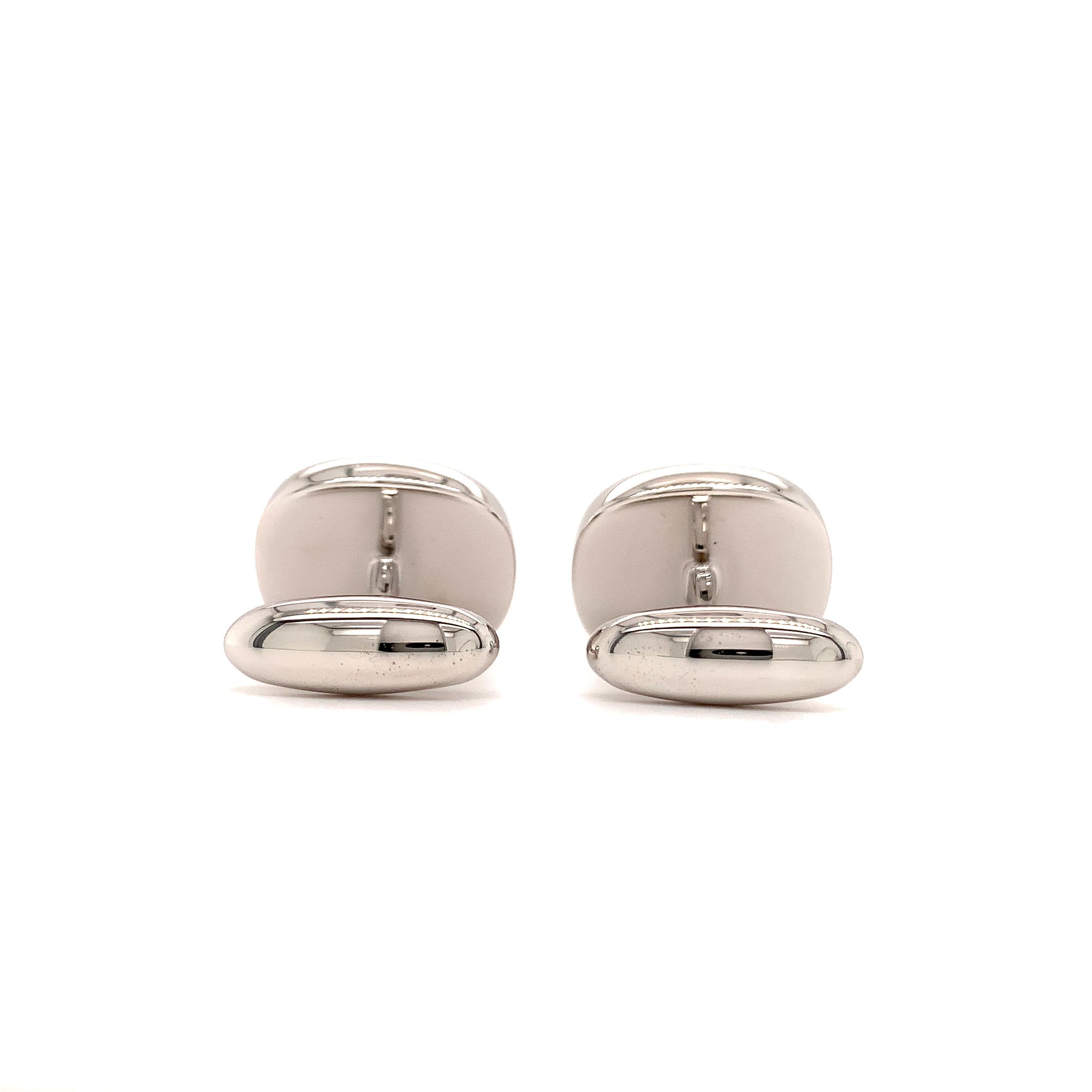 Men's Cushion Shaped Cufflinks Structured Lines 925 Sterling Silver For Sale