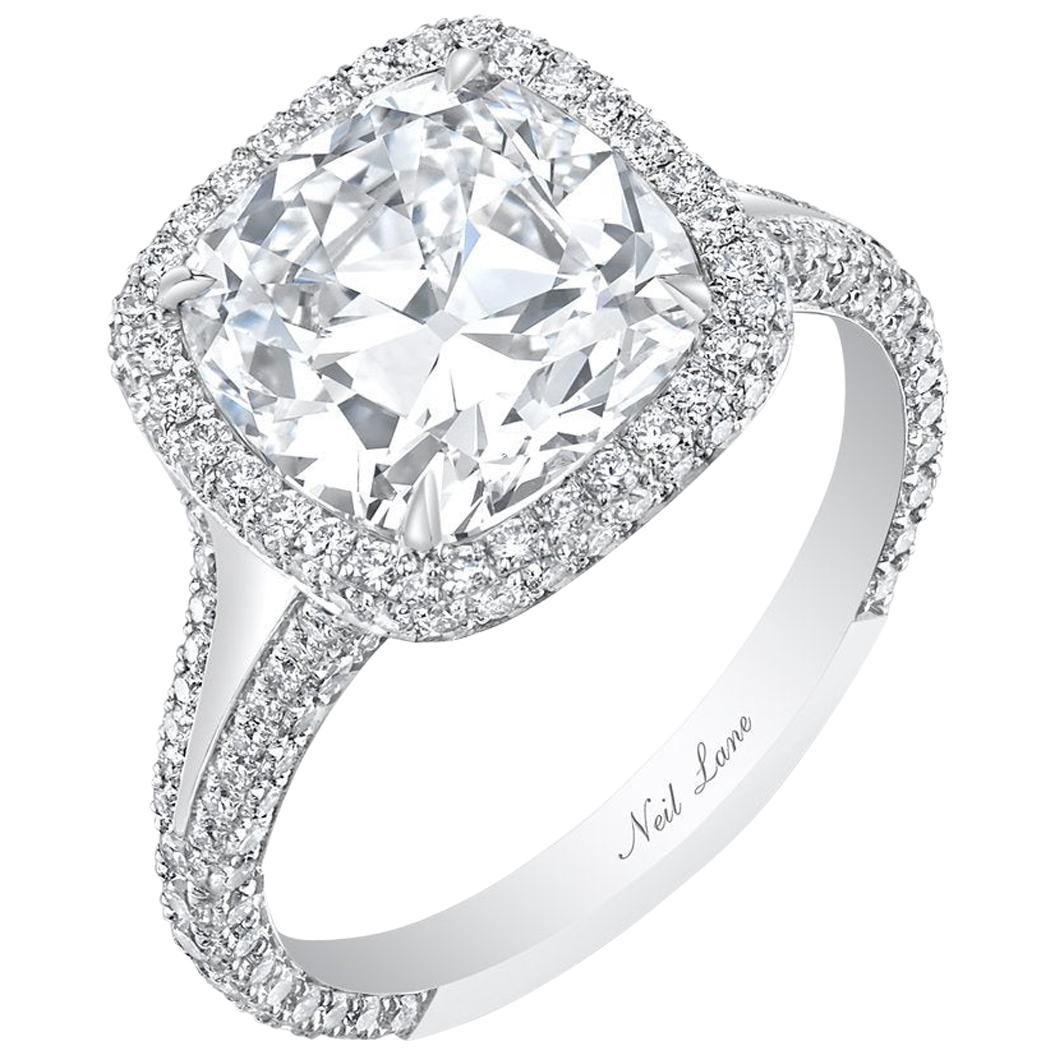 Neil Lane Couture Cushion-Shaped Diamond, Platinum Ring