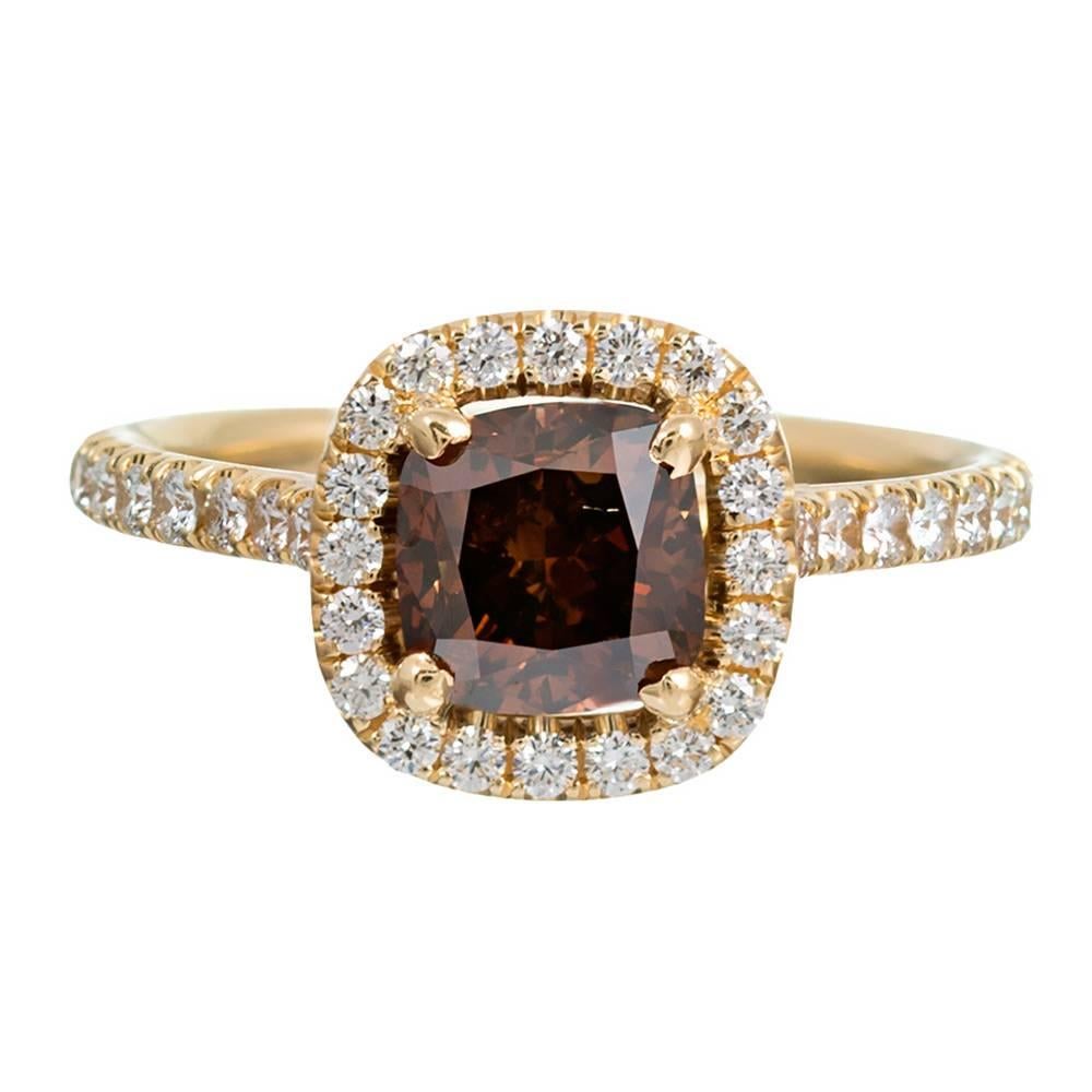 Cushion-Shaped “Fancy Orange-Brown” Diamond of 1.52 Carat For Sale