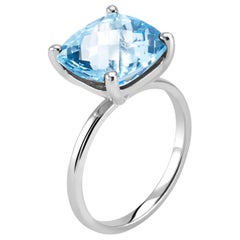 4 carat topaz ring Cushion Shaped Four Carat Blue Topaz Solitaire Sterling Silver Ring