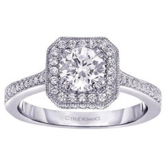 Cushion Shaped Halo White Gold Engagement Ring