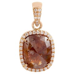 Ciondolo minimale con diamante di ghiaccio a forma di cuscino e diamanti bianchi in oro 18 carati