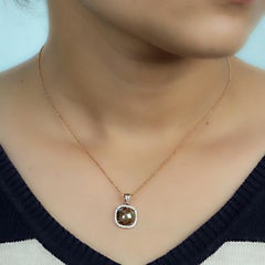 Cushion Shaped Ice Diamond Pendant Made In In 18K Rose Gold