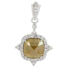 Kissenförmiger Eisdiamant-Anhänger mit weißen Diamanten im Kissenschliff aus 18 Karat Weißgold
