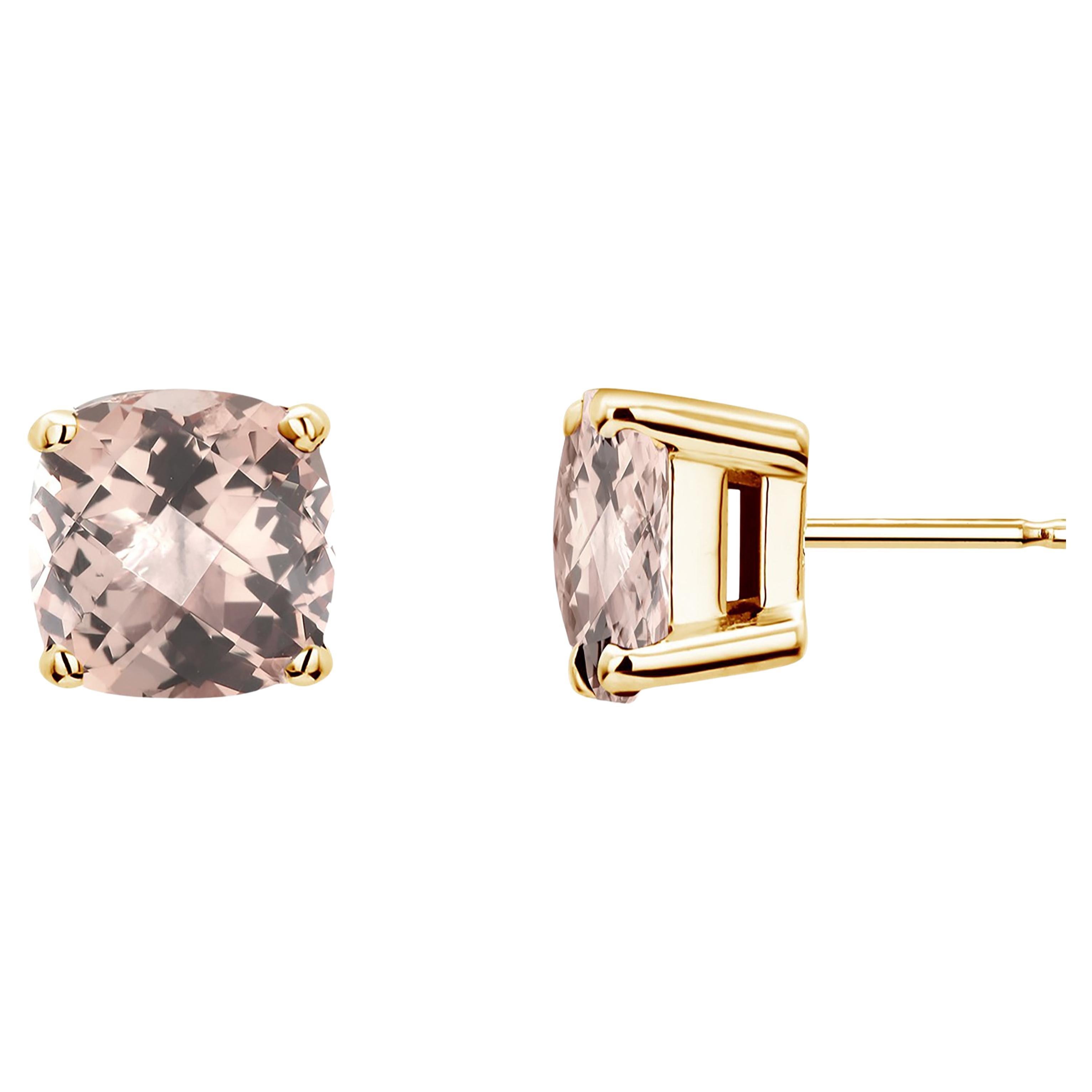 Morganite & Diamond Bezel/Bead Set Stud Earrings in 9ct Rose Gold main image 1