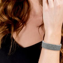 Cushion Shaped Pave Diamond Cuff In Silver